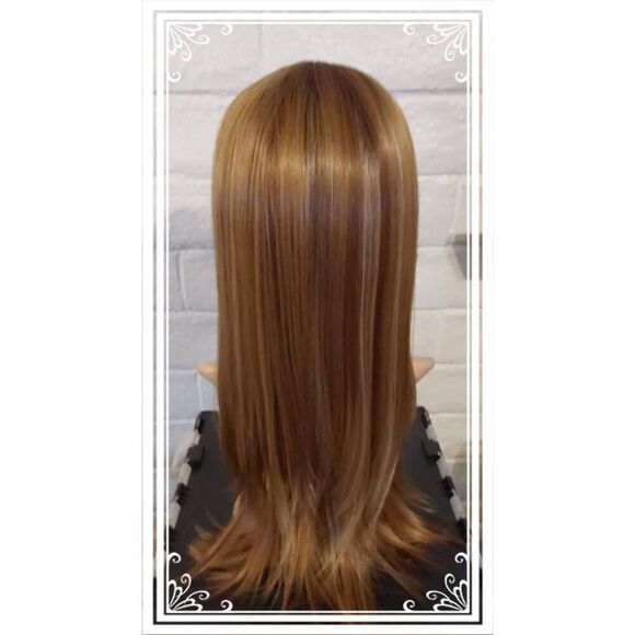 NWT~Beautiful Caramelesque " Fall From Grace" 26" Human Hair Blend Wig - Picture 4 of 8